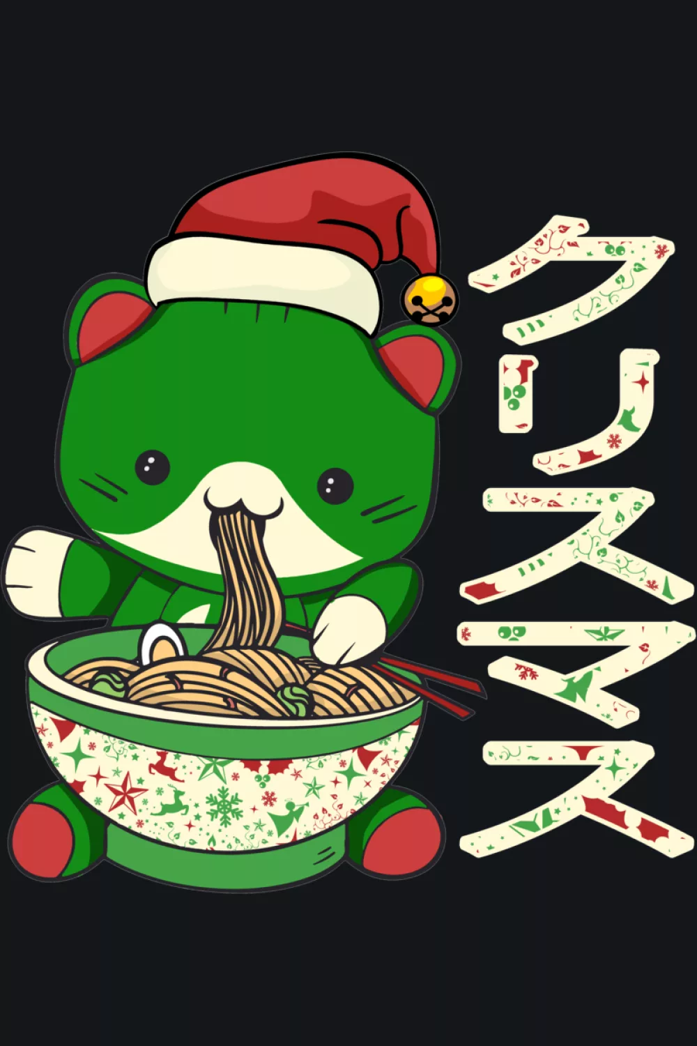 Holiday ramen cat with a festive winter mood and a cute seasonal character twist