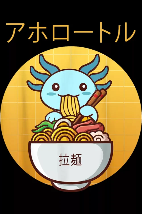 Cute Axolotl Eat Ramen Kawaii Japanese Anime T-Shirt
