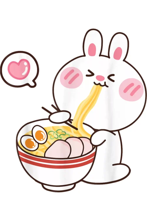 Cute Rabbit Ramen Noodle Japanese Anime Kawaii T-Shirt