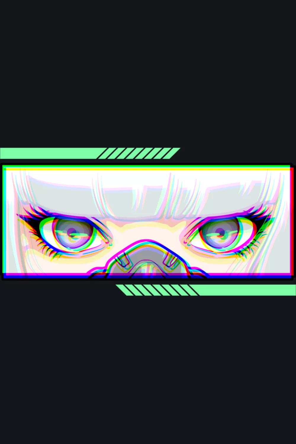 cyber glitch eyes crop with neon accents and a futuristic tech mood