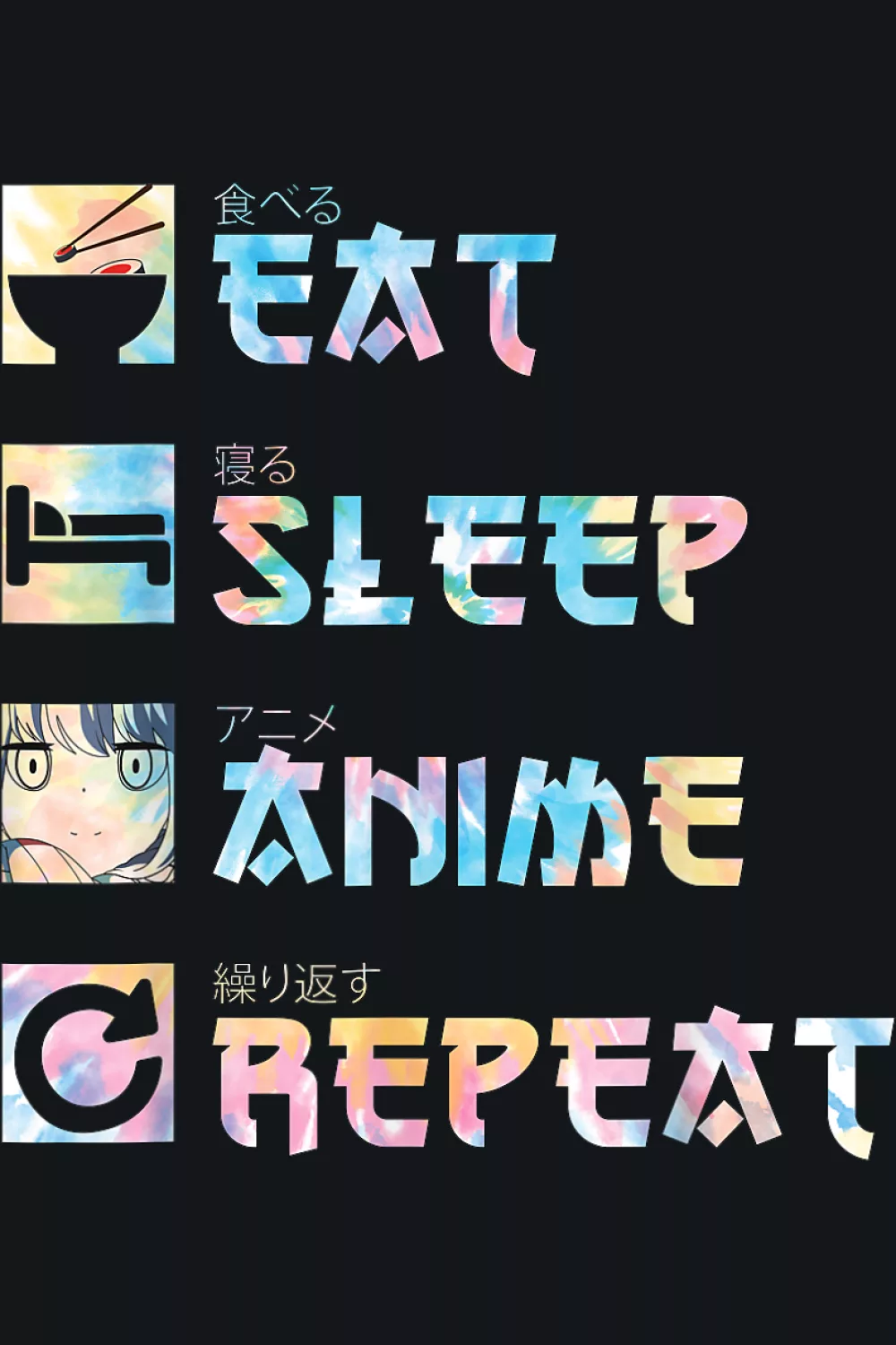 colorful distressed typography that feels energetic and playful for anime fans