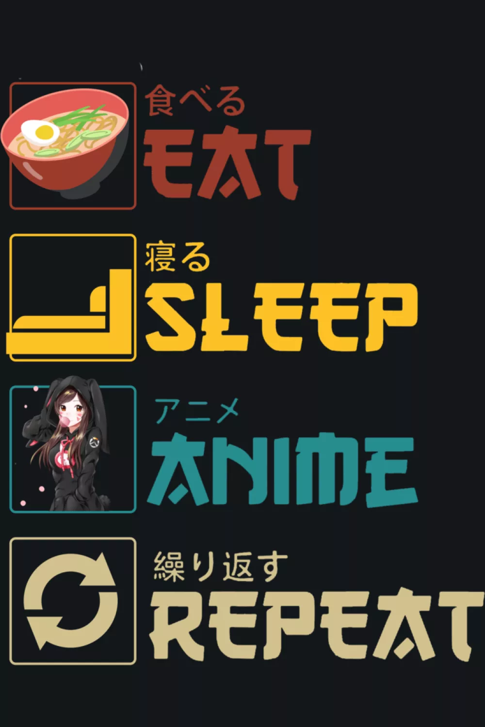 kawaii manga lover routine grid with cute icon accents and a soft feel