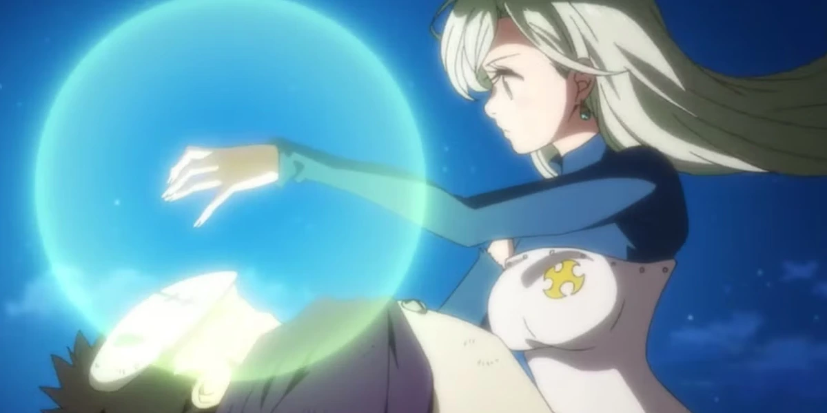 Elizabeth using her healing magic