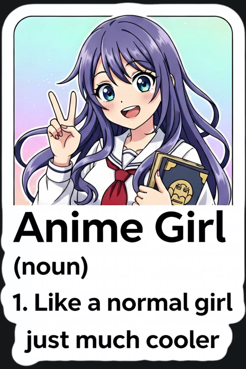 anime girl definition shirt idea with a cheerful student character pose and friendly readable text for everyday outfits