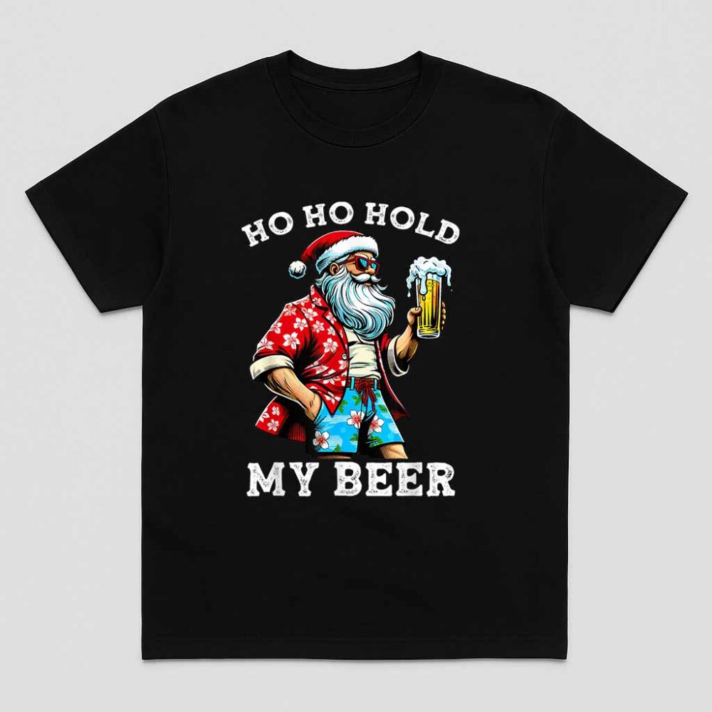 Funny Santa With Sunglasses And Beer Christmas In July Shirt