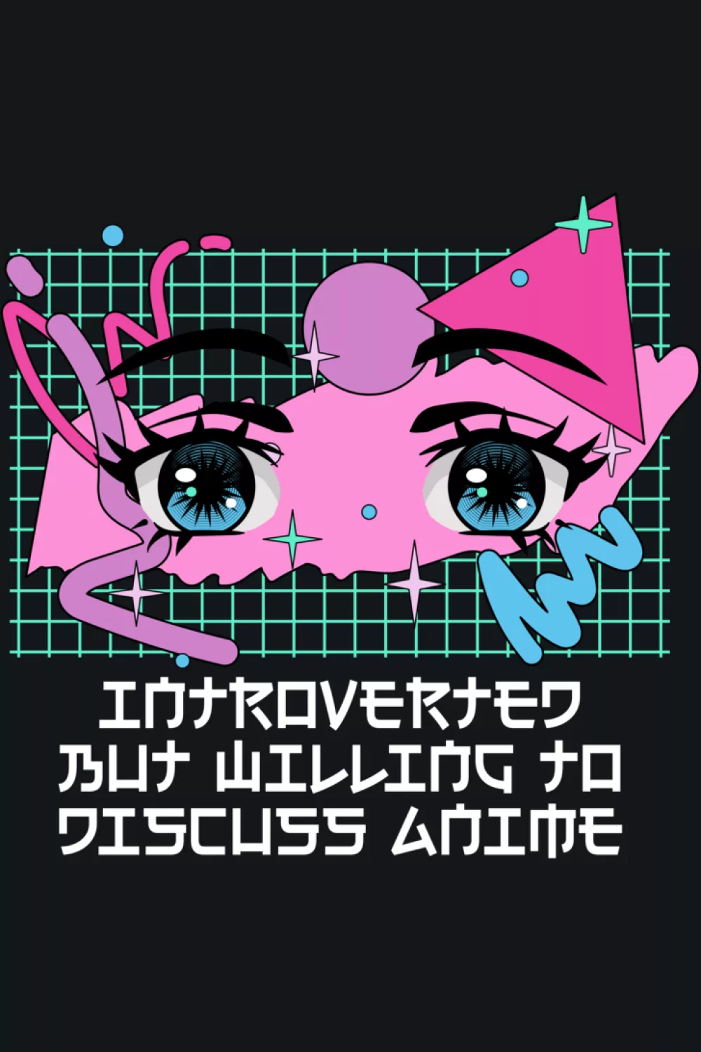 grid and neon accent look with stylized eyes and a tech inspired vibe