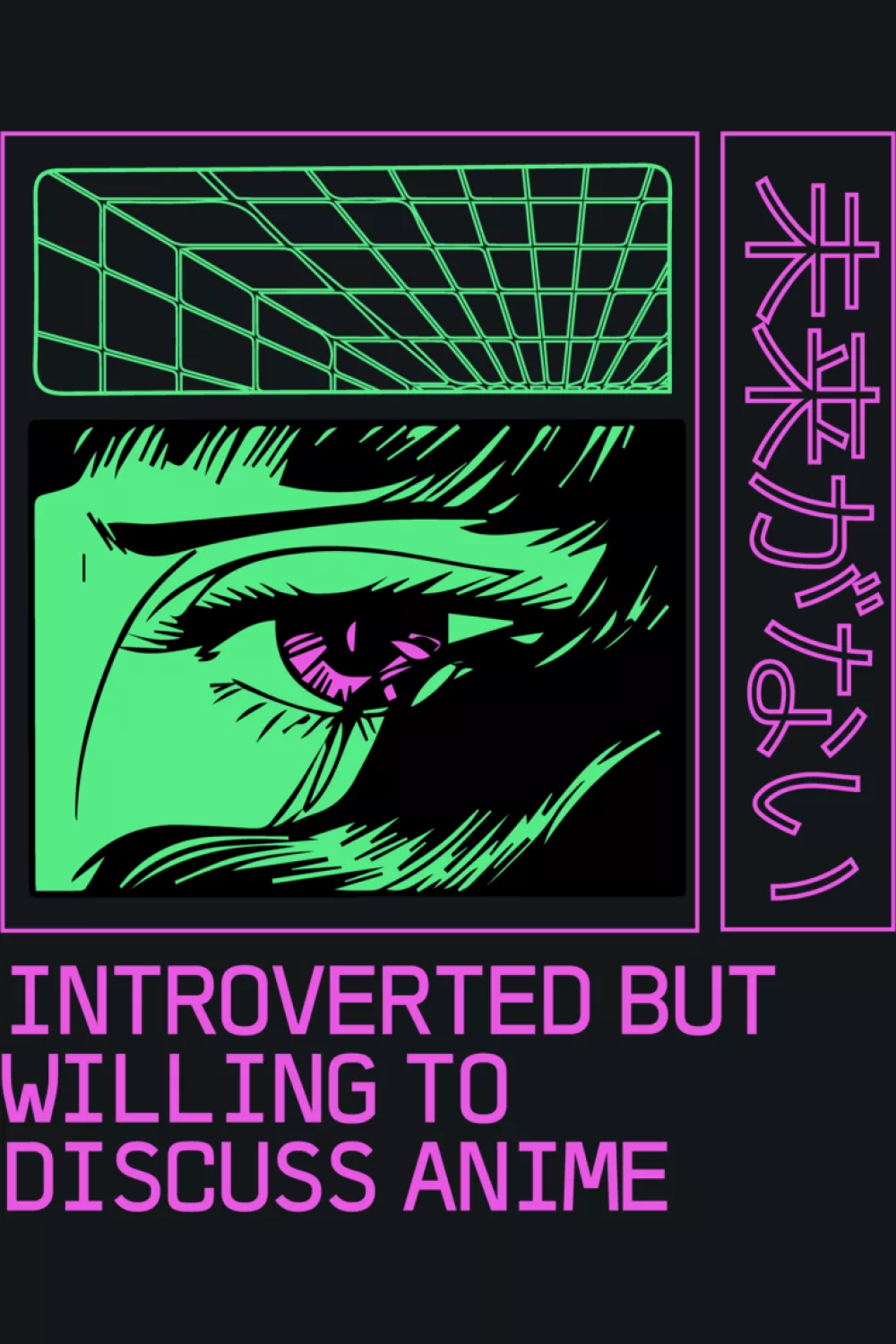 neon green face panel with bold lines and a dramatic manga energy