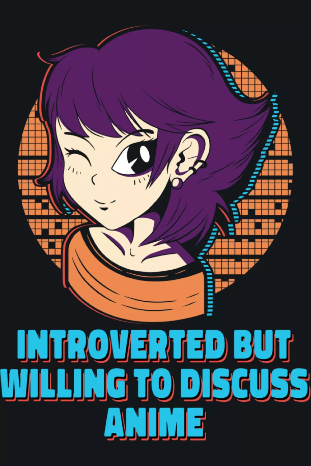 retro anime style face icon with bold colors and a playful fan energy