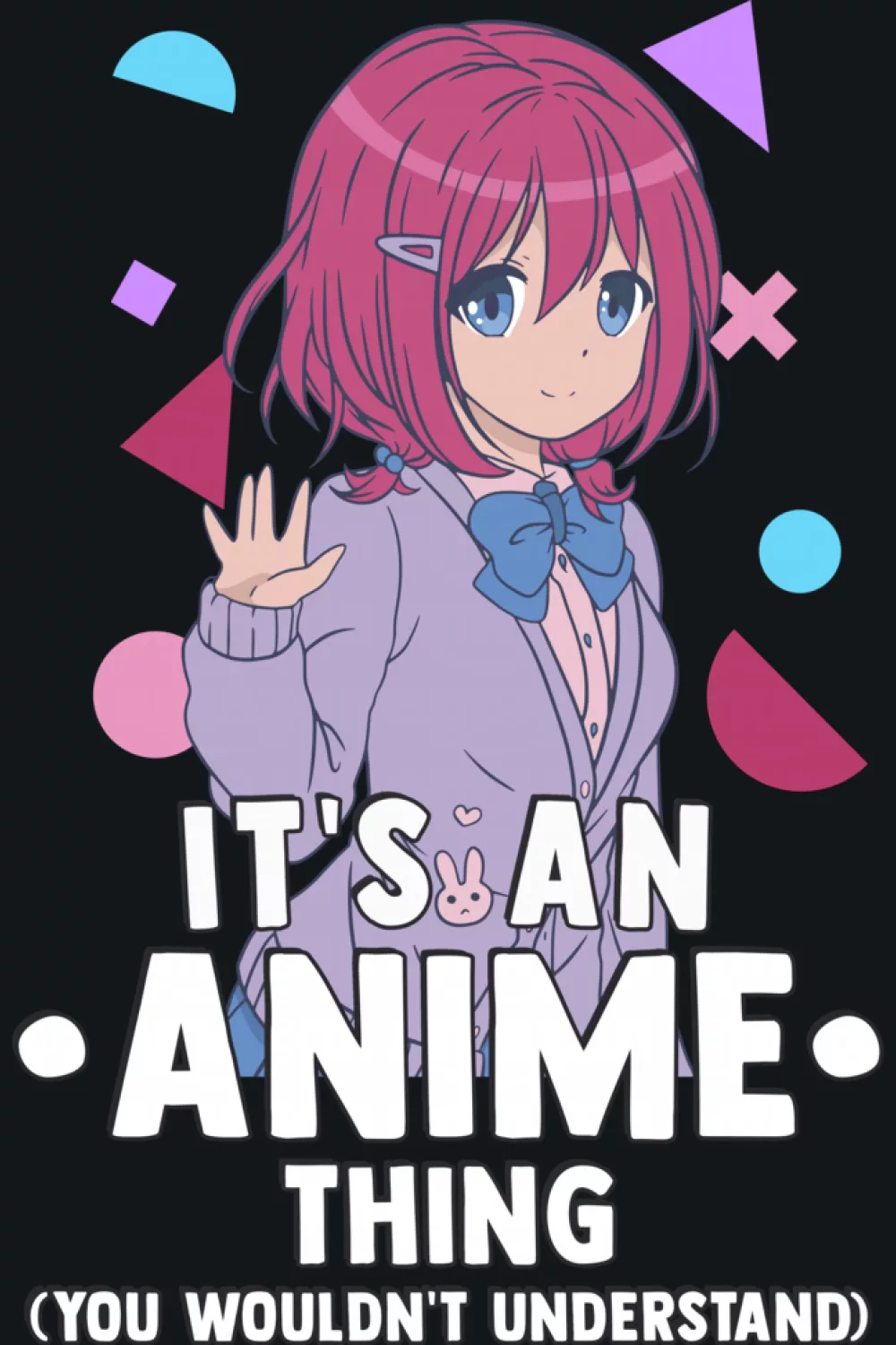 Lively confetti background with It's an anime thing you would not understand phrase for outgoing fans
