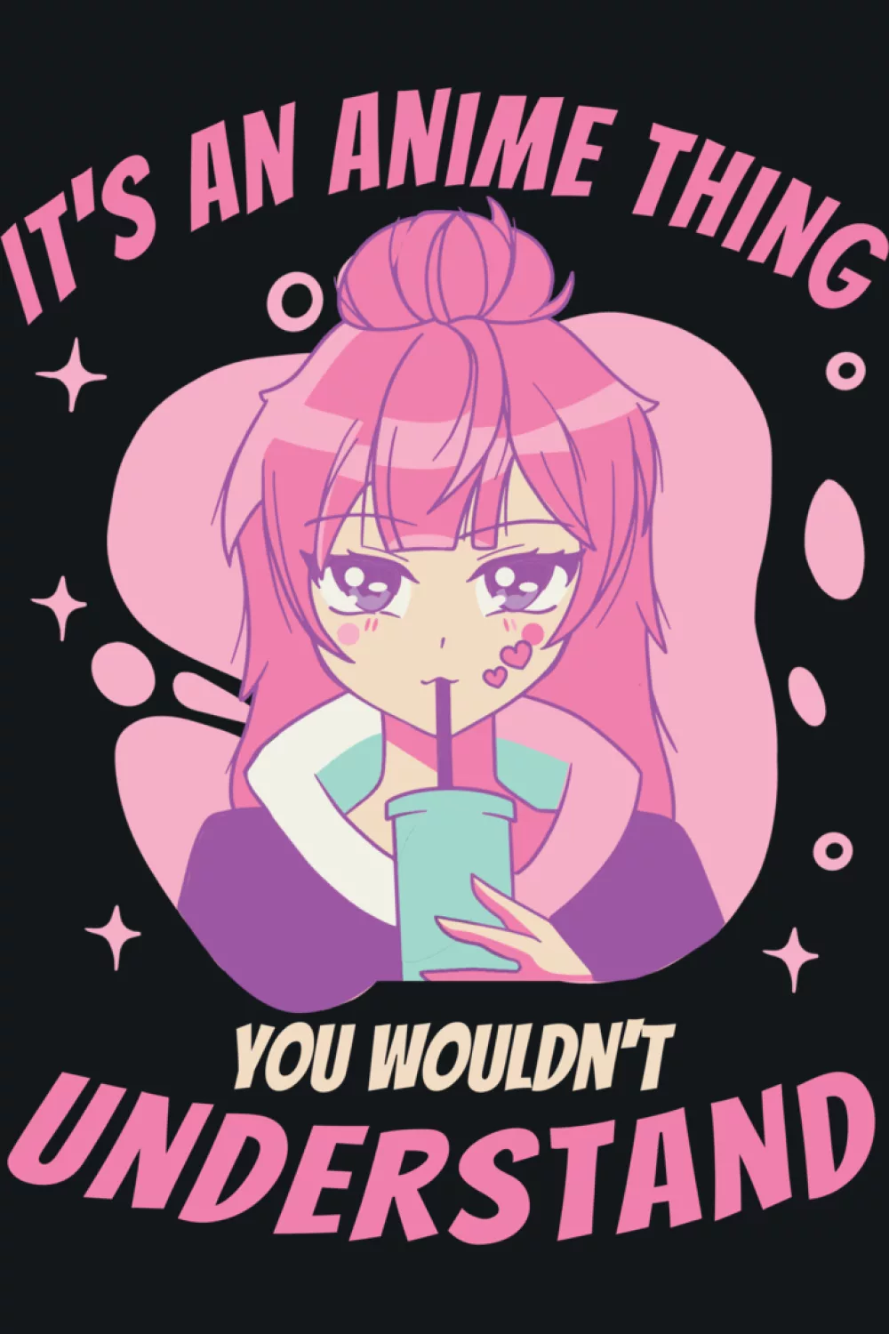 Pink haired manga lead with It's an anime thing you would not understand phrase for dramatic cover lovers