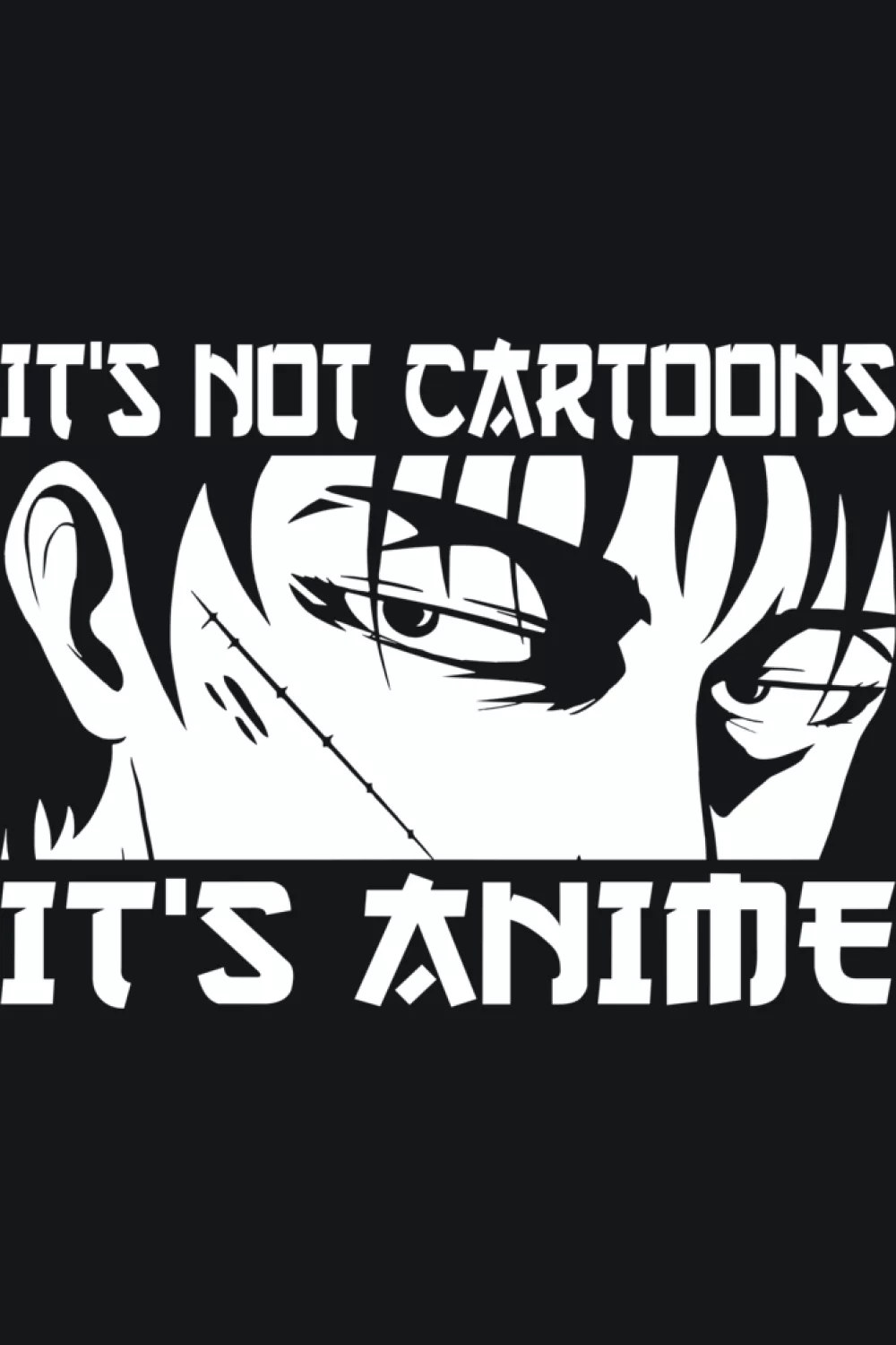 teen boy manga look with sharp eyes and slogan that calls out anime pride