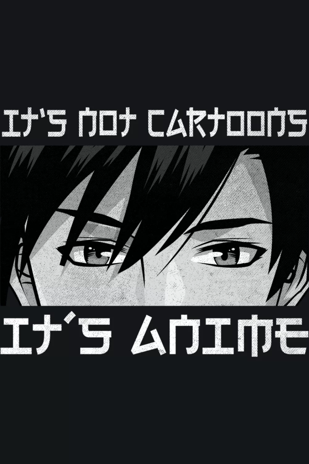 boy manga fan with cool stare and a line that states anime is more than cartoons