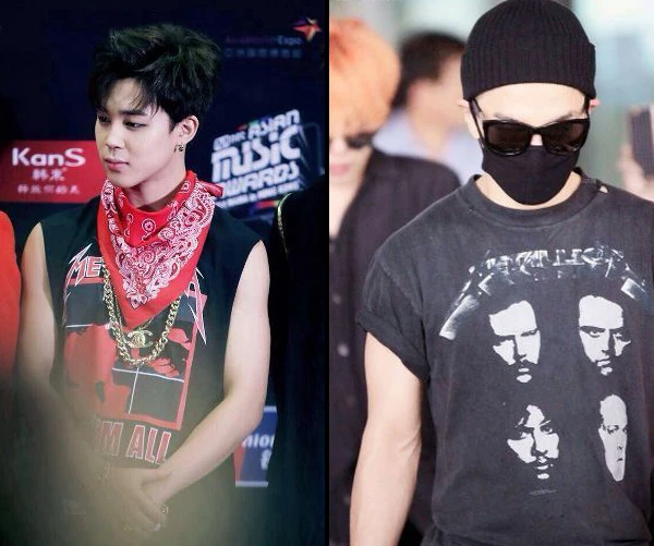 Jimin (BTS) and G-Dragon (Big Bang) in Metallica T-shirt
