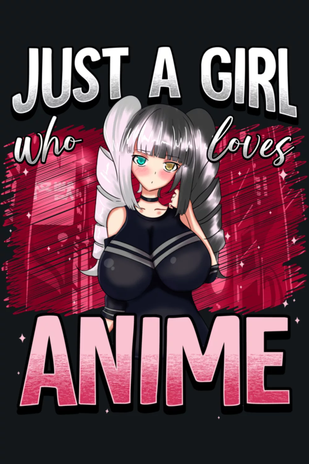 simple bold anime word with a cute character portrait, clean high contrast look