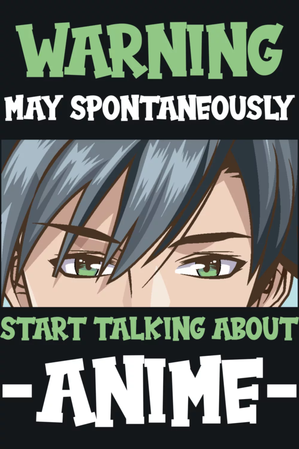 Close crop anime eyes with warning text for a dramatic and funny fan signal