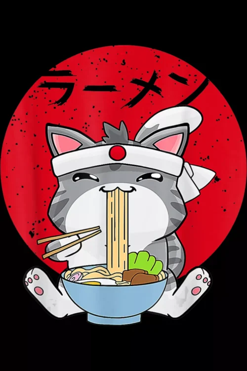 Ramen Cat Japanese Anime Kawaii Gift T-Shirt