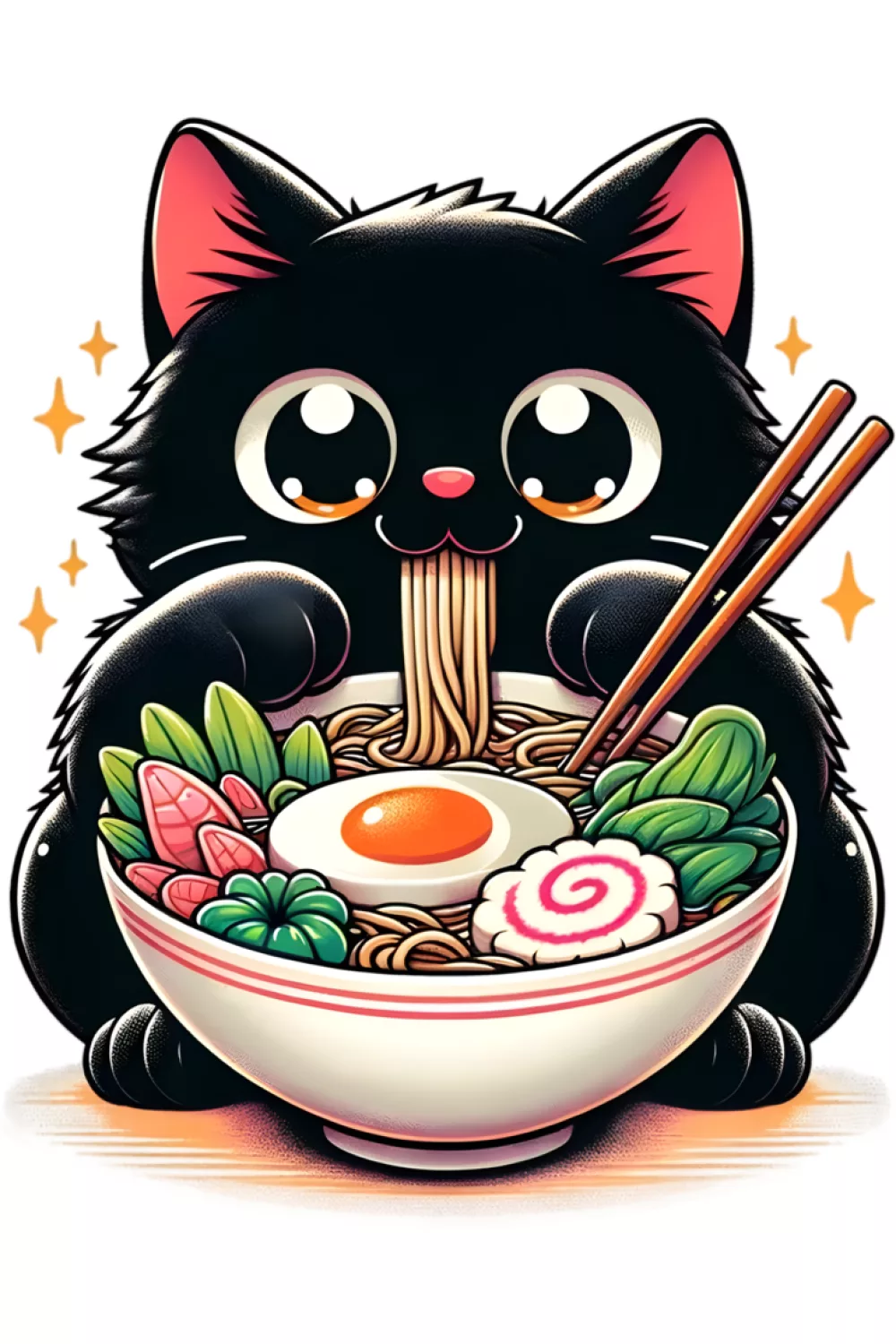 modern anime cat ramen shirt featuring a sweet ramen loving cat holding a warm bowl and chopsticks