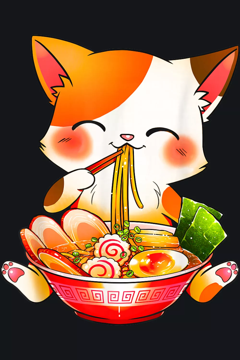Cute neko ramen character with a sweet giftable mood and a clean centered layout