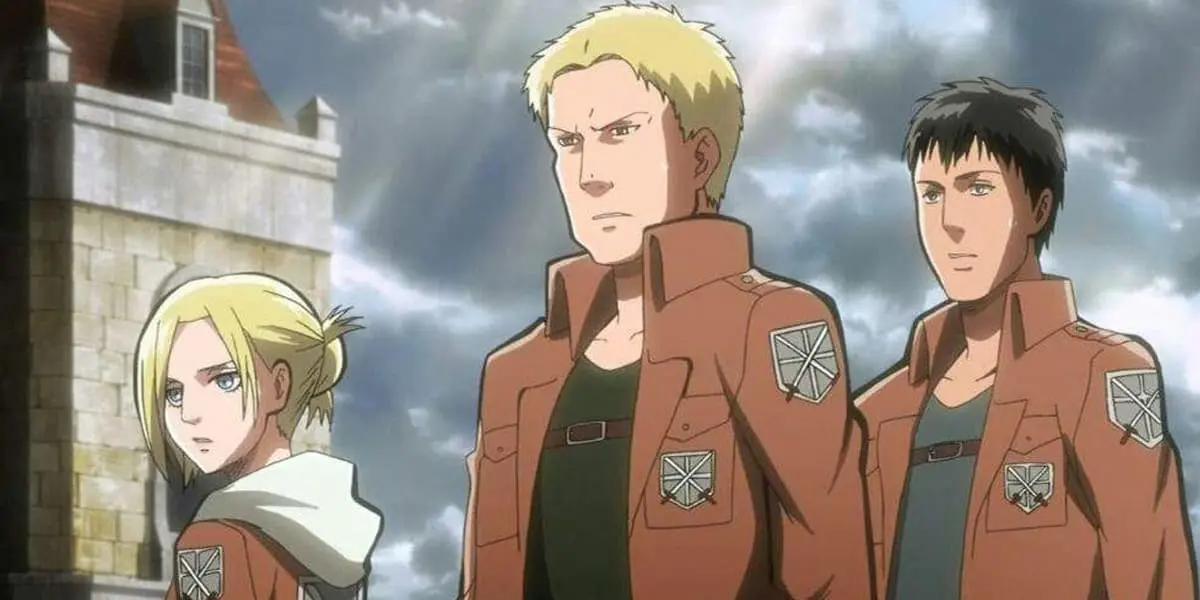 Reiner, Bertholdt, and Annie after the fall of Wall Maria