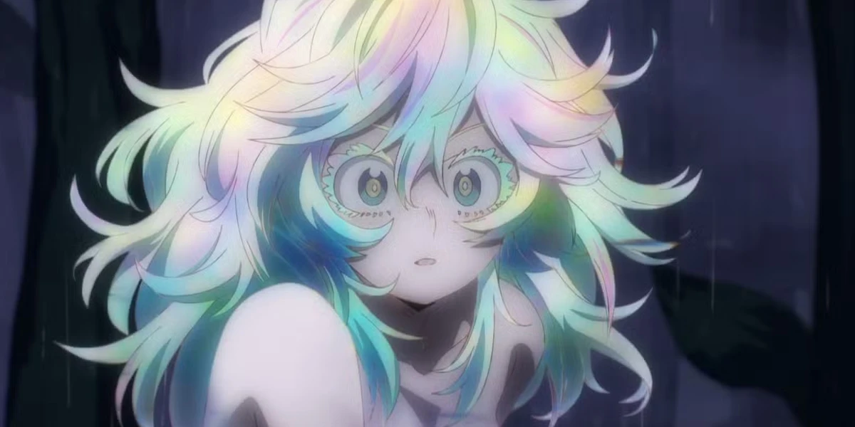 Toru Hagakure revealed with glowing rainbow hair in the rain