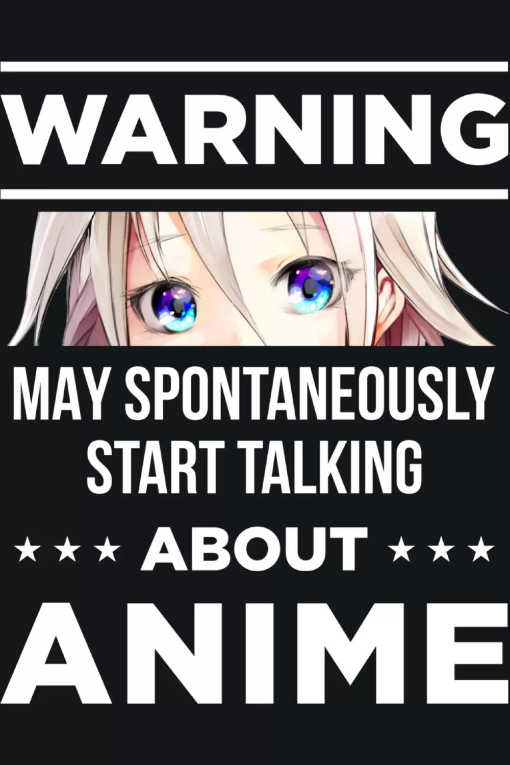 Clean warning header with big block anime text and a small portrait for a crisp minimal look