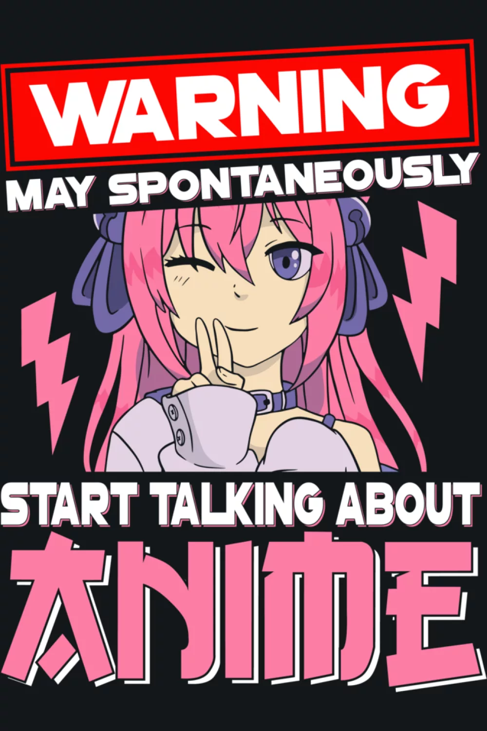 Warning header with a cute anime portrait and bold word anime for a playful conversation starter vibe
