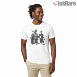 A Bat And A Cat Noir Duo Shirt on white short sleeve shirt for men graphic tee