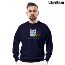 Men’s A Cat Keep Rose By Mouth Must Be Nice Crewneck Sweatshirt in navy | Cozy Fabric, Clean Style
