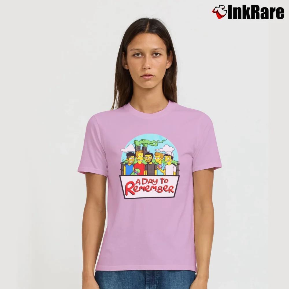 Women’s A Day to Remember Simpsons Signature T-Shirt in light pink | Soft, Flattering Fit