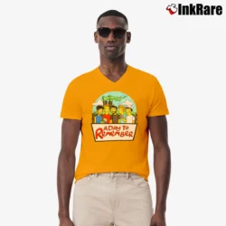 Men’s A Day to Remember Simpsons V-Neck Tee in orange | Sharp, Breathable, Everyday Staple