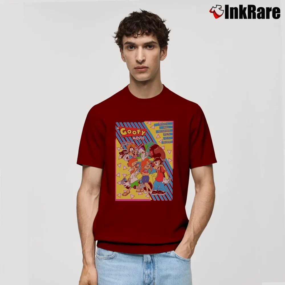 Men’s A Goofy Movie Poster Cartoon Classic T-Shirt in maroon | Soft, Breathable Everyday Wear