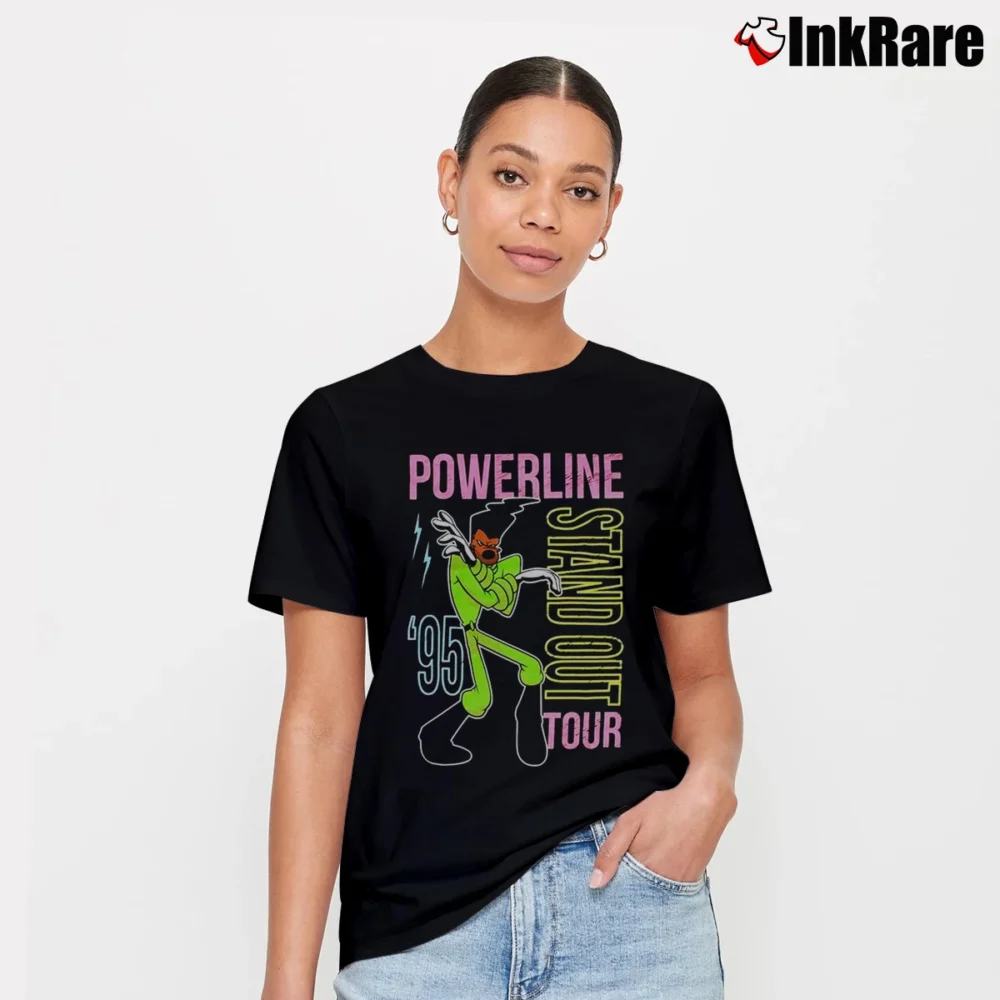 Women’s A Goofy Movie Powerline Stand Out Tour 1995 Signature T-Shirt in black | Soft, Flattering Fit