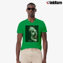 Men’s A Is For Art The Clown V-Neck Tee in irish green | Sharp, Breathable, Everyday Staple