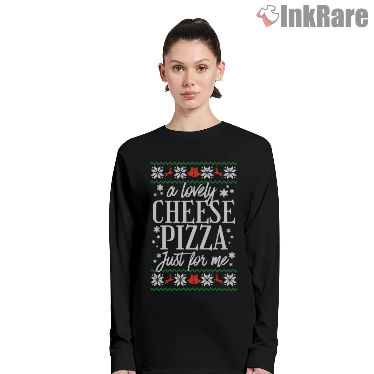 A Lovely Cheese Pizza Just For Me Sweater Long Sleeve Black A Lovely Cheese Pizza Just For Me Sweater Shirt on black long sleeve shirt for women graphic tee