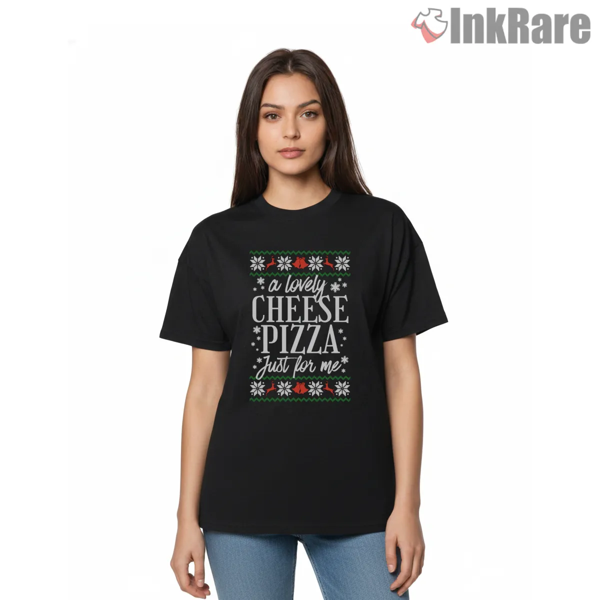 A Lovely Cheese Pizza Just For Me Sweater Short Sleeve Black A Lovely Cheese Pizza Just For Me Sweater Shirt on black short sleeve shirt for women graphic tee