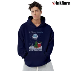 Men’s A Merry Heels Christmas North Carolina Tar Heels Snoopy Christmas Pullover Hoodie in navy | Cozy, Durable, Modern Fit