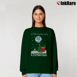 Women’s A Merry Heels Christmas North Carolina Tar Heels Snoopy Christmas Relaxed Sweatshirt in forest green | Soft, Laid-Back Vibe