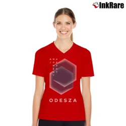 Women’s A Moment Apart Odesza Album Tour V-Neck Tee in red | Chic Neckline, Soft Texture