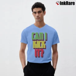 Men’s A Tribe Called Quest Can I Kick It V-Neck Tee in light blue | Sharp, Breathable, Everyday Staple