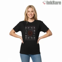 A Very Imperial Christmas Knit Pattern Shirt on black short sleeve shirt for women graphic tee