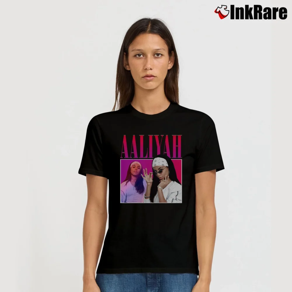 Women’s Aaliyah 90s Inspired Queen Of Rnb Signature T-Shirt in black | Soft, Flattering Fit