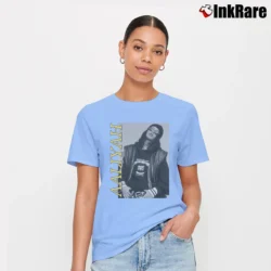 Women’s Aaliyah Urban Graphic Music Signature T-Shirt in light blue | Soft, Flattering Fit