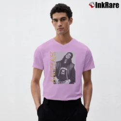 Men’s Aaliyah Urban Graphic Music V-Neck Tee in light pink | Sharp, Breathable, Everyday Staple