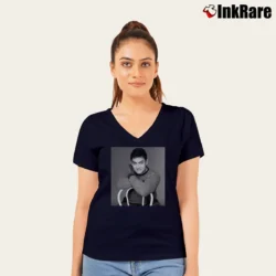 Women’s Aamir Khan V-Neck Tee in navy | Chic Neckline, Soft Texture