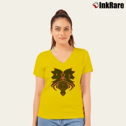 Women’s Aaron Lycan Zip Red V-Neck Tee in yellow | Chic Neckline, Soft Texture