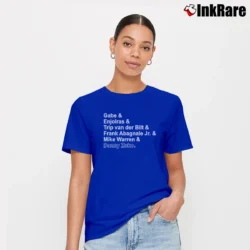 Women’s Aaron Tveit Broadway Theatre Fan Signature T-Shirt in royal blue | Soft, Flattering Fit