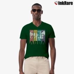 Men’s abba band retro for music lovers V-Neck Tee in forest green | Sharp, Breathable, Everyday Staple