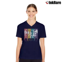 Women’s abba band retro for music lovers V-Neck Tee in navy | Chic Neckline, Soft Texture