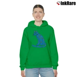 Women’s Abba Blue Cat Graphic Music Cozy Hoodie in irish green | Warm, Structured, Stylish