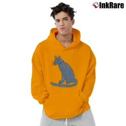 Men’s Abba Blue Cat Graphic Music Pullover Hoodie in orange | Cozy, Durable, Modern Fit
